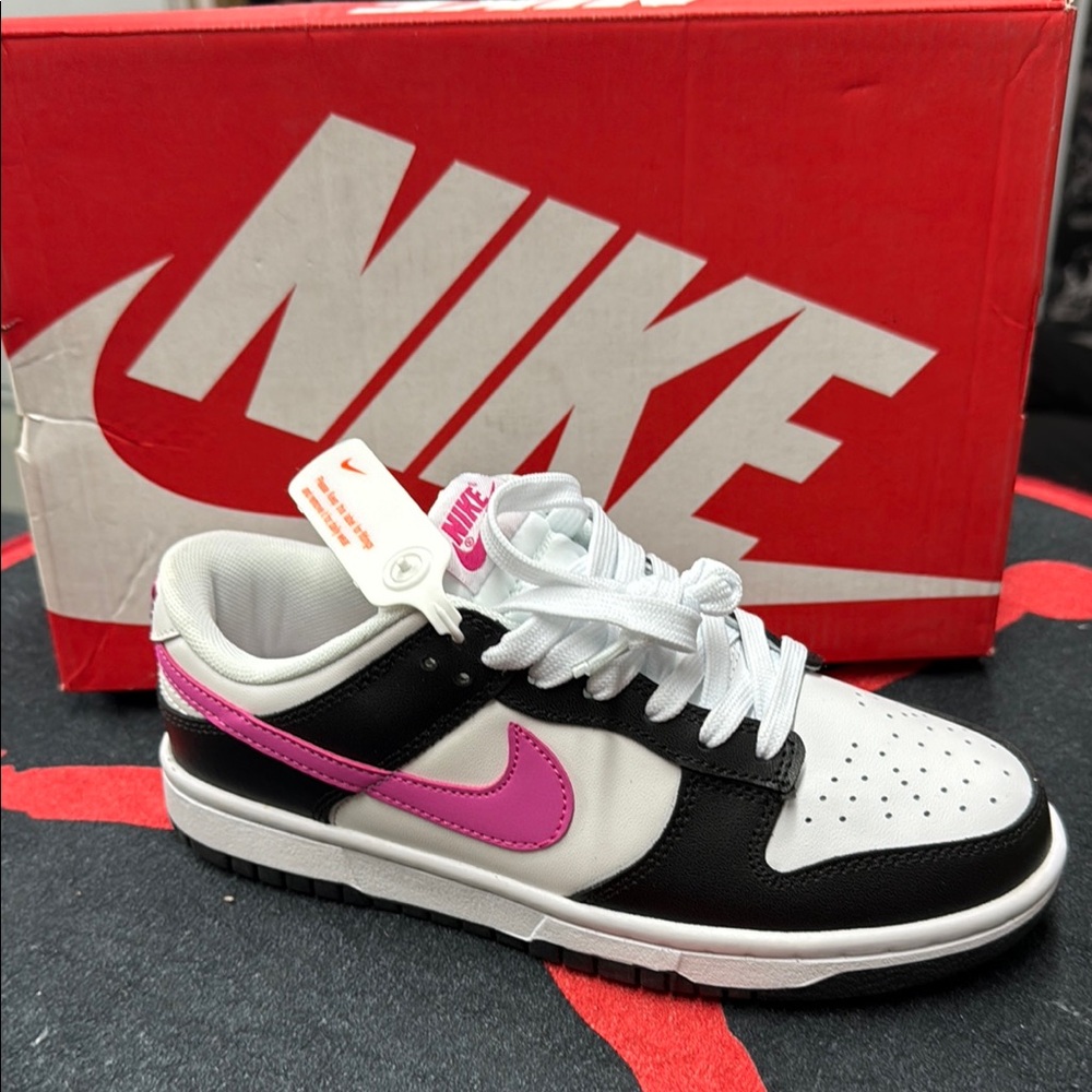 White and Black Shoes with Pink Accent Custom